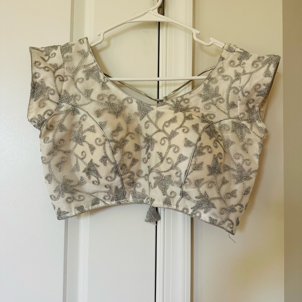 Elegant Gray Embroidered Women's Top